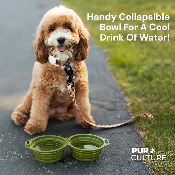 Pup Culture Dual Collapsible Dog Bowls | Silicone Travel Water Bowl for Dogs | Food Grade, No Plastic Rim, Portable Dog Bowl for Food and Water - Easy to Clean | BPA Free and Safe for Your Pup-Orange