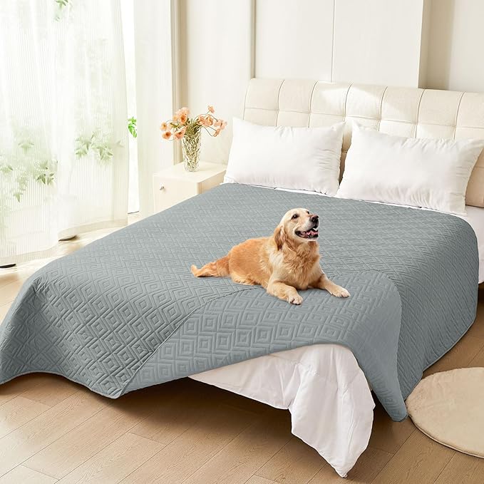 hyha Waterproof Dog Blanket, Soft Dog Bed Cover Pet Blankets, Waterproof Sofa Couch Cover for Dogs Washable, Reversible Pet Couch Covers for Sofa Furniture (82x102 Inch, Grey/Grey)