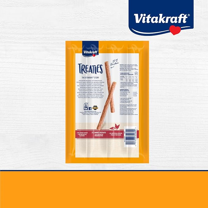 Vitakraft Treaties Dog Treat, Smoked Chicken Recipe with Sweet Potatoes, Value-Pack, 16 Count