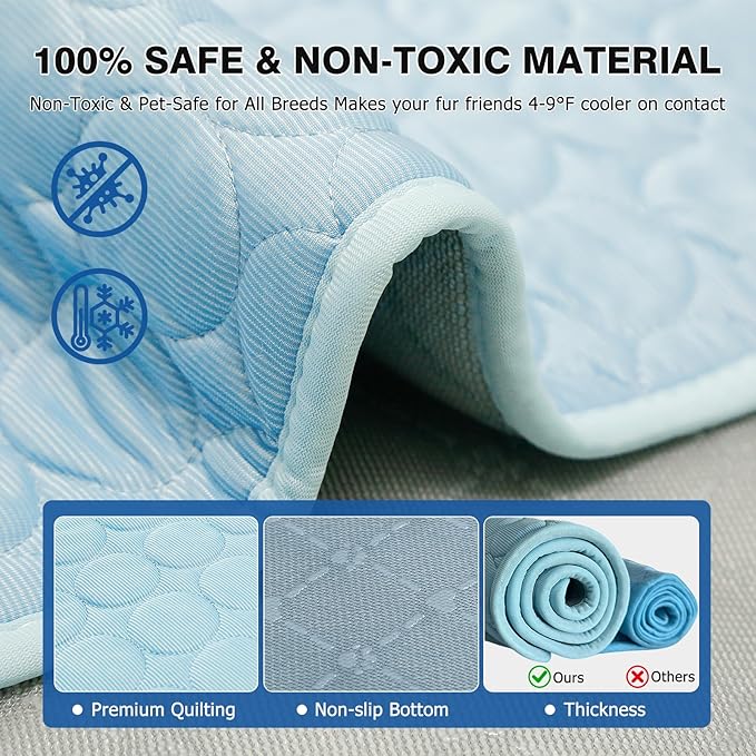Mannice Pet Cooling Mat, 2X-Large, 27.5 x 39.0 in, Mesh, No Water or Electricity Needed, Safe, Portable, Foldable, Easy to Use, Designed for Large Dogs and Cats, 3 Years Warranty
