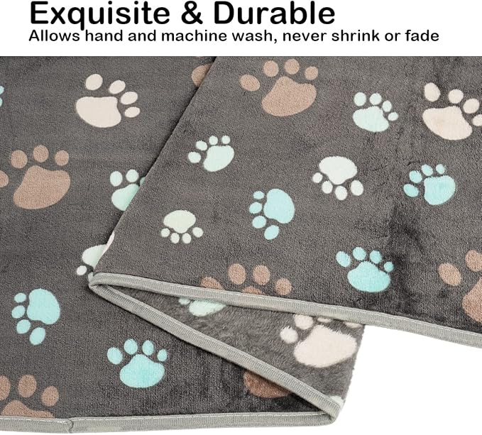Dono 1 Pack 3 Dog Blankets for Small Dogs, Soft Fluffy Paw Print Pattern Fleece Pet Blanket Warm Sleep Mat, Puppy Kitten Blanket Doggy Mat for Dog Cat Kitten Doggy (40 * 30")