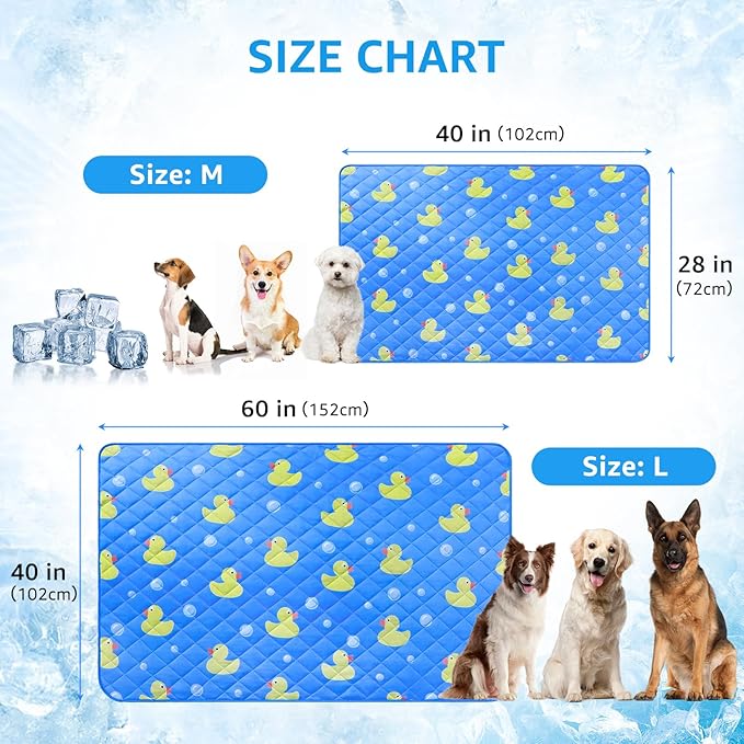 SCENEREAL Dog Cooling Mat for Small Meduim Breeds Dogs, 40"x60" Reversible Self- Cooling Mat for Summer Heat, Ice Cool Soft Pet Throw Blanket Use in Couch, Car, Seat, Bed- Machine Washable