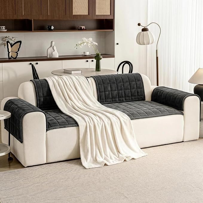 Couch Covers for Dogs Washable, Non Slip Couch Covers for Loveseat Sofa Pet Friendly, Soft Fuzzy Sofa Covers for Pet, Dog Couch Cover Furniture Protector(1PC,Dark Grey,27.6"x94.5")
