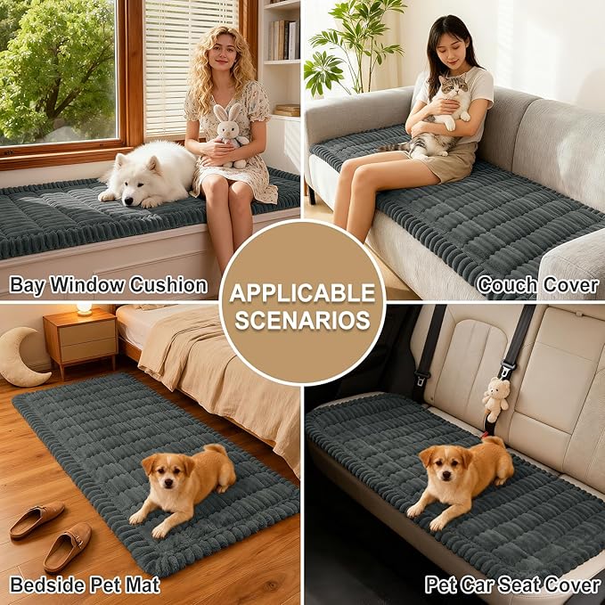hyha Couch Cover for Dogs Washable, Non Slip Thick Flannel Sofa Protector, Pet Friendly Plush Furniture Cover for Sectional Sofa & Loveseat (Dark Grey, 43" x 63")