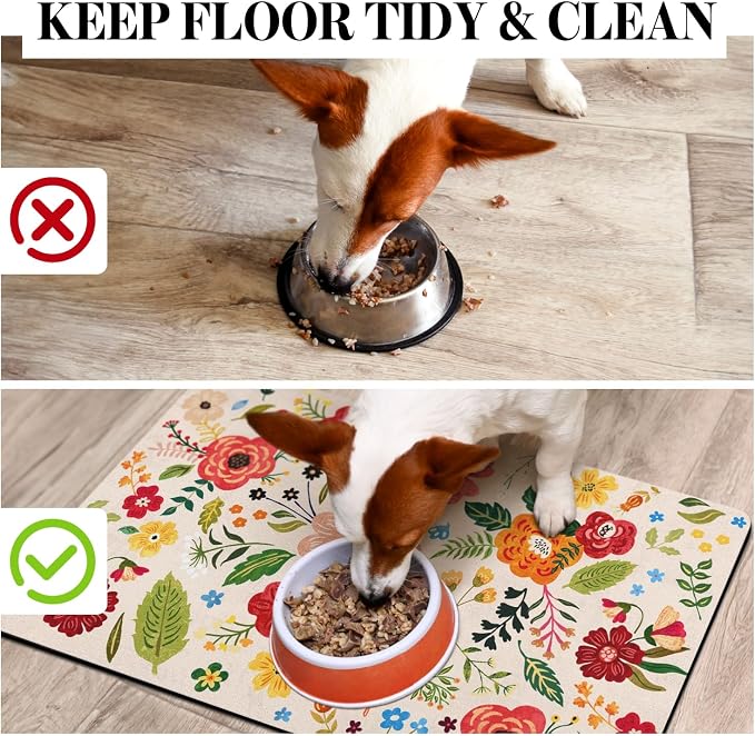Dog Food Mats for Floors, Absorbent Dog Bowl Mat for Food and Water Dispenser, Quick Dry Cat Food Mat Pet Supplies