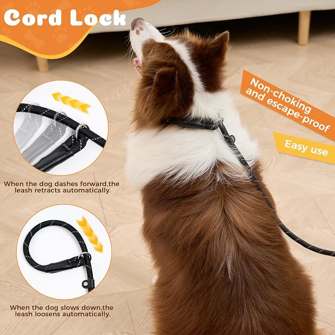 Reflective Slip Leads for Dogs,6FT x 1/2" Dog Leash Heavy Duty Strong Rope Lead for Large, Medium Dogs, No Pull Pet Training Leash(Black, Large(1/2in-4ft))