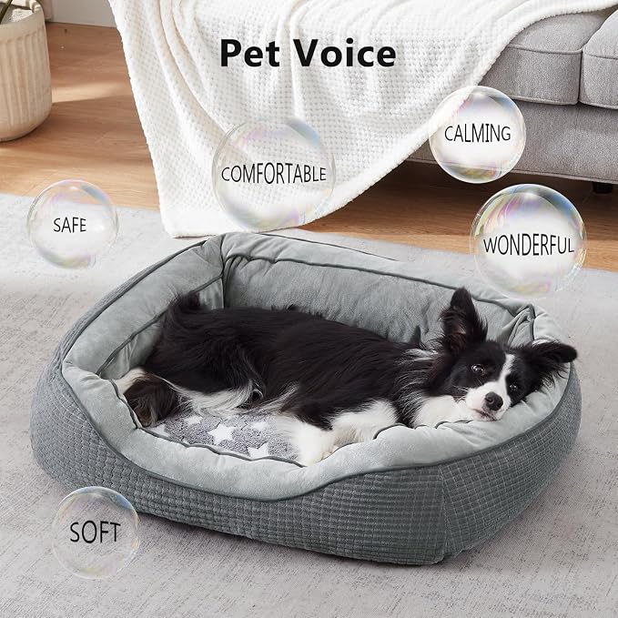 Dog Beds for Small Medium Dogs & Cats. Washable Pet Bed, Orthopedic Dog Sofa Bed, Soft Calming Sleeping Warming Puppy Bed (Star-Grey, Small-(20’’x 19’’x 6’’))
