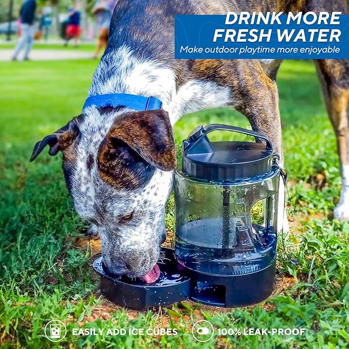 lesotc Portable Dog Travel Water Bottle, 77oz Large Travel Water Bowl for Dogs Camping Hiking Beach Hunting Essentials, Big Pet Bottles Bowl Water Dispenser for On The Go Park Car Walking Accessories