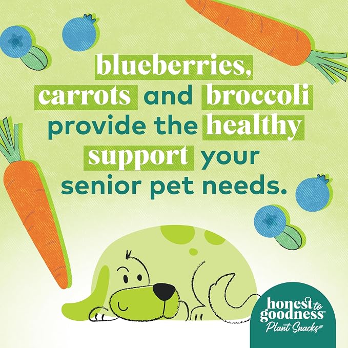 Honest to Goodness Plant Snacks Golden Years Senior Support Dog Treats, Blueberry & Carrot Recipe, 8oz