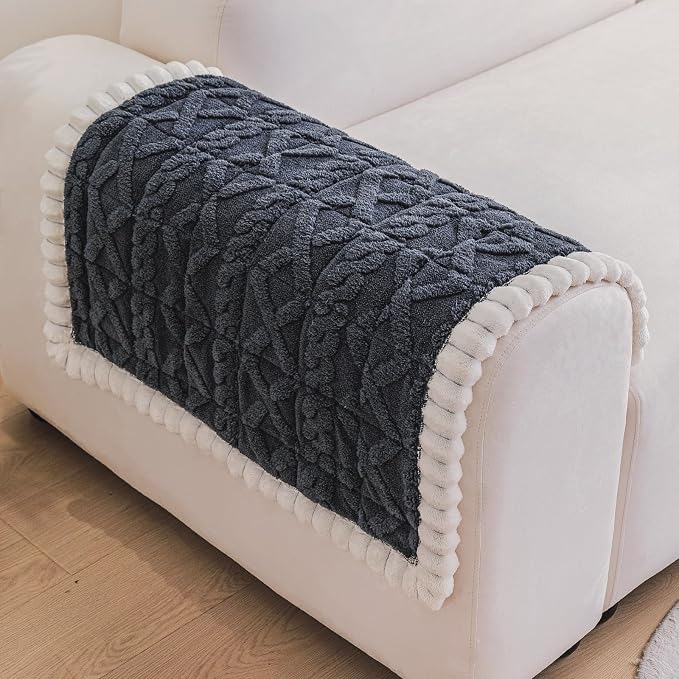 Fuzzy Couch Covers for Dogs, Non Slip Thick Dog Couch Cover Protector, Plush Pet Couch Covers for Sofa Washable, Soft Sofa Cushion Slipcovers Pet Friendly(1PC, Dark Grey, 27.6”x27.6”)