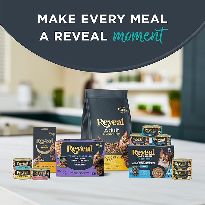Reveal Whole Mackerel Loin Cat Treats 12 Pack, Single Ingredient, Grain Free, High Protein, Natural Cat Treats for Training, No Fillers, No Artificial Additives (12 x 1.06 oz Loins)