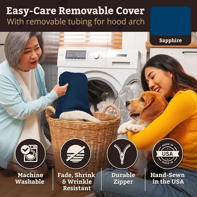 Snoozer Rectangle Cozy Cave Dog Bed - Indoor Dog Bed with Cover Cave, Covered Calming Burrow for Medium & Large Sized Pets with Blanket Attached, Enclosed, Washable Cover - Large, Sapphire