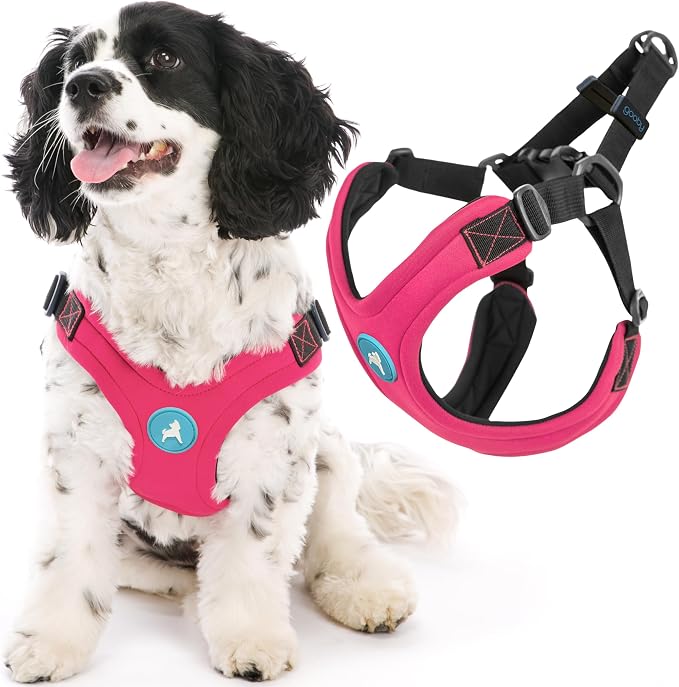 Gooby Escape Free Sport Harness - Pink, Large - No Choke Step-in Patented Neoprene Small Dog Harness with Four-Point Adjustment - Perfect on The Go Dog Harness for Medium Dogs No Pull and Small Dogs