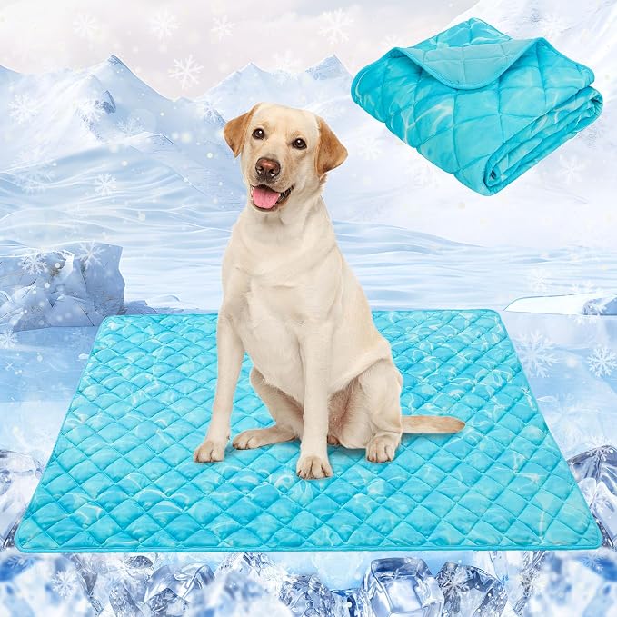SCENEREAL Dog Cooling Mat for Small Meduim Breeds Dogs, 40"x60" Reversible Self- Cooling Mat for Summer Heat, Ice Cool Soft Pet Throw Blanket Use in Couch, Car, Seat, Bed- Machine Washable