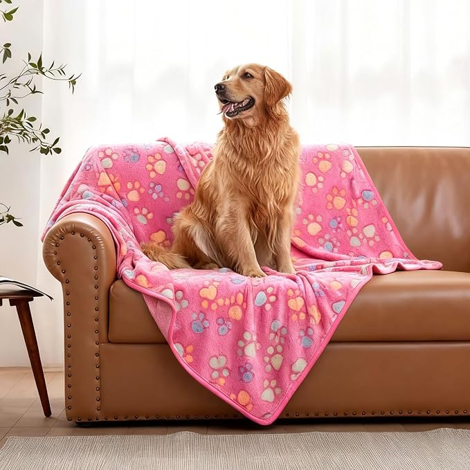 Dog Blankets for Medium Dogs, Cat, Premium Soft Dog Blankets for Small Dog Washable, Puppy Blanket Dogs Essentials for Puppies (1, Pink, 41" x 30")