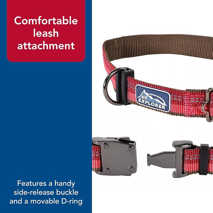 Coastal Pet K9 Explorer Reflective Adjustable Dog Collar - Comfortable Collar for the Outdoors - Durable, Lightweight Accessory with Side-Release Buckle - Fern, 5/8" x 8-12"