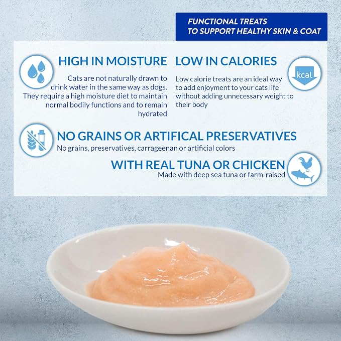 INABA Churu for Skin & Coat, Lickable, Squeezable Cat Treat with Omega Oils, Taurine and Vitamin E, 0.5 Ounces Each Tube, 24 Tubes, Chicken Recipe