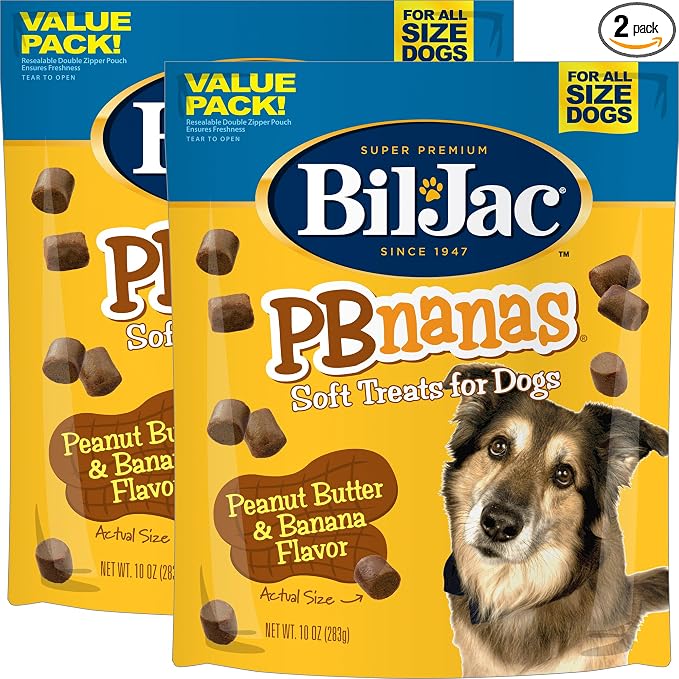 Bil-Jac PB-Nanas Soft Dog Treats | Peanut Butter & Banana Flavor | 10 oz (2-Pack)