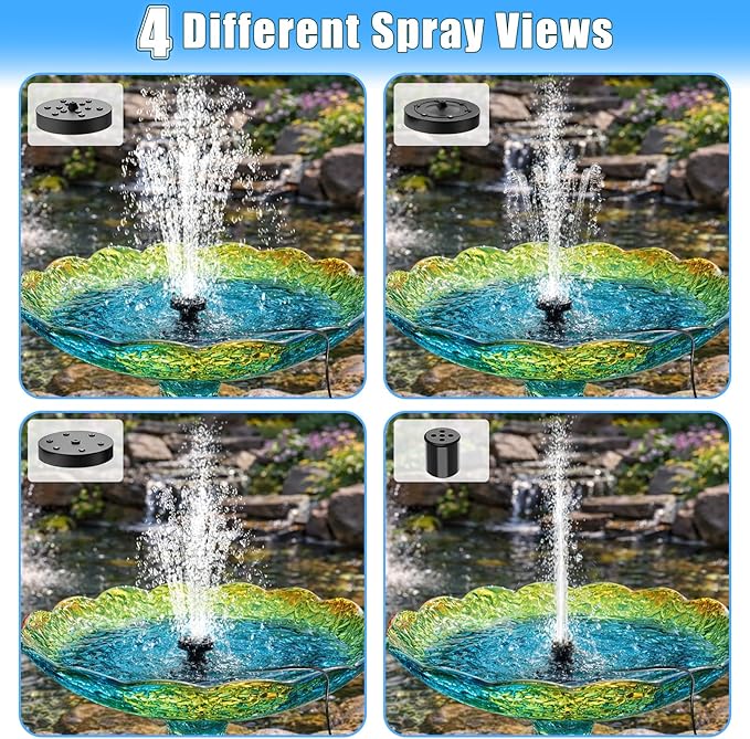 Yeomi Solar Pump for Fountain, 1.8W Outdoor Solar Water Pump with Separate Solar Panel & 9.84Ft Cable, Built-in Filter, Solar Water Fountain for Garden Patio Pond Decoration