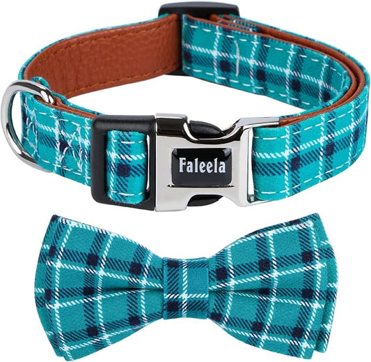 Faleela Soft &Comfy Bowtie Dog Collar,Detachable and Adjustable Bow Tie Collar,for Small Medium Large Pet (Small (Pack of 1), Green)