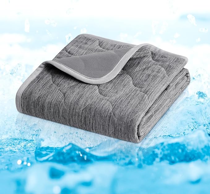 Cozy Bliss Deluxe Leakproof Cooling Blanket for Small Dogs Q-Max 0.5, Soft & Durable Washable Pet Cooling Mat for Hot Weather, Livingroom, Pet Throw & Couch Protector for Cats, Charcoal Grey, 25"x35"