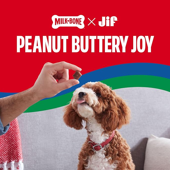 Milk-Bone Peanut Buttery Bites Soft Dog Treats with Jif Peanut Butter, 11.8-Oz. Bag