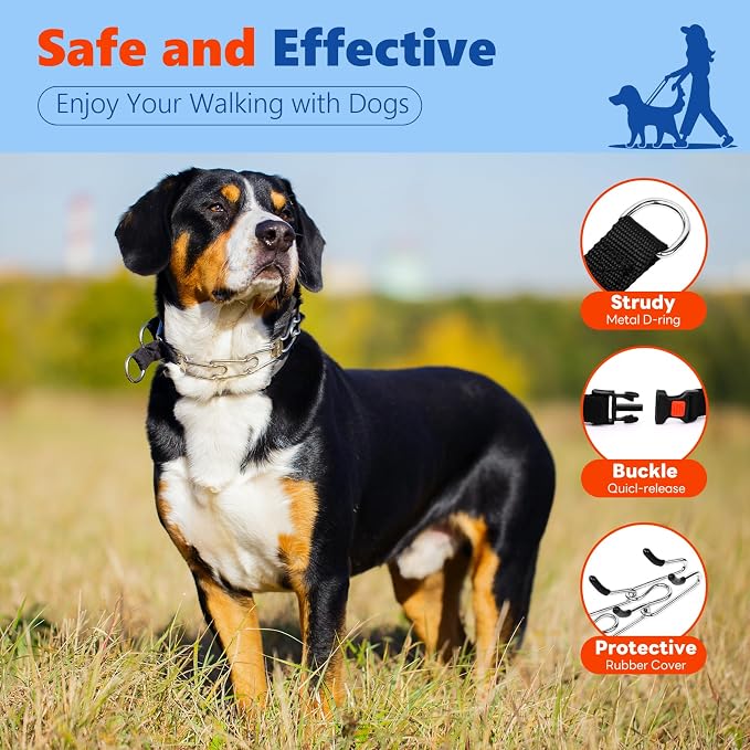 Supet Dog Prong Collar, Adjustable Dog Pinch Training Pinch Collar with Quick Release Buckle for Small Medium Large Dogs(Packed with One Extra Links)