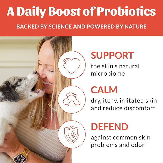 SKOUT'S HONOR Probiotic Itch Relief Spray for Pets - Non-Medicated, Fragrance-Free, Natural, Vegan, Long-Lasting Relief, with Soothing Aloe & Avocado Oil, 8 oz