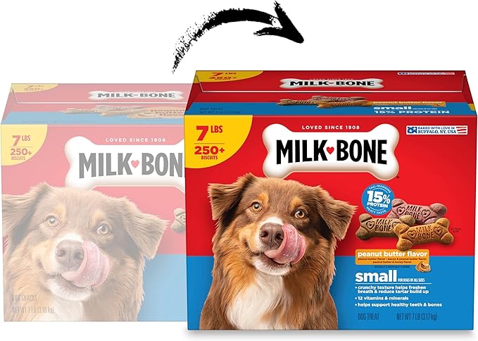 Milk-Bone Peanut Butter Flavor Dog Biscuits, Naturally & Artificially Flavored, 7 Lb. Box