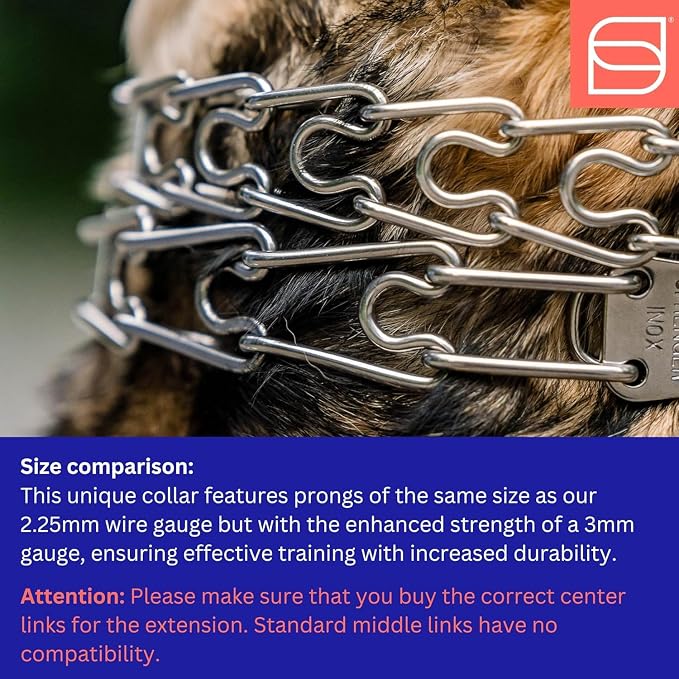 Herm Sprenger Stainless Steel Dog Collar with Short Links and Quick Release ClicLock Buckle Made in Germany (Stainless Steel, 20in x 3.0mm (Neck Size up to 16-17in))