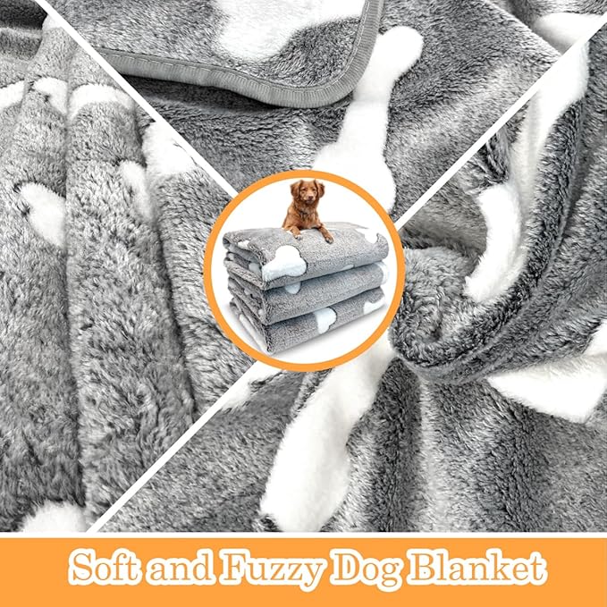 Dog Blankets for Medium Large Dogs, 3 Pack Dog Blanket Washable 41" x 31", Gifts Puppy Essentials, Fuzzy Soft Pet Mat Throw Cover for Kennel Crate Bed, Cat Blanket, Blankets for Dogs, Pet Blanket