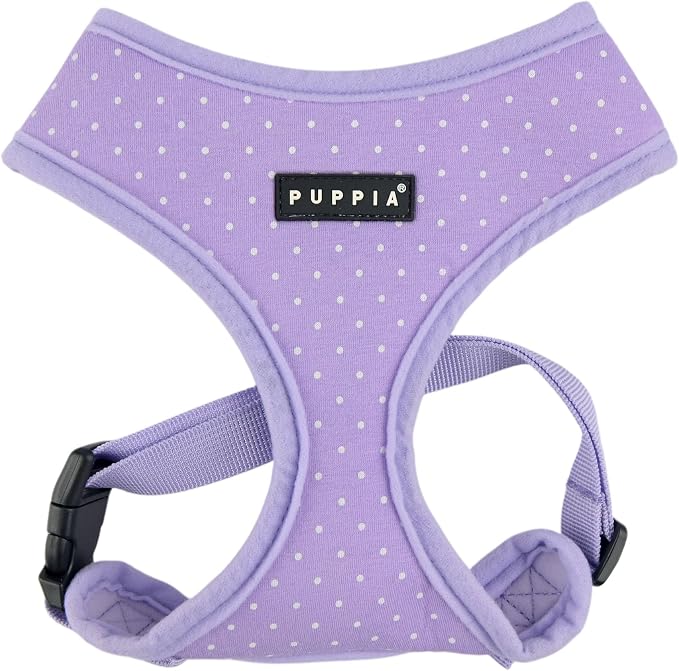 Puppia Dotty Dog Harness A (Over-the-Head) Fashionable Polka Dot Pattern Spring Summer Harness for Small Dogs, Violet, Small
