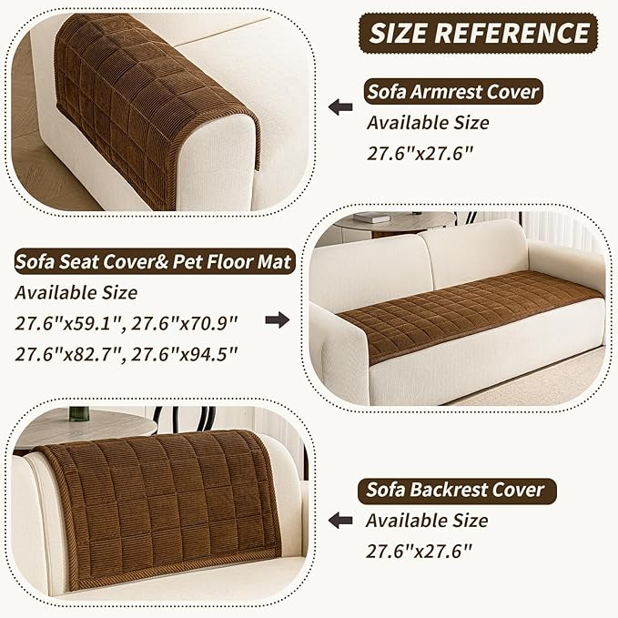 Couch Covers for Dogs Washable, Non Slip Couch Covers for Loveseat Sofa Pet Friendly, Soft Fuzzy Sofa Covers for Pet, Dog Couch Cover Furniture Protector(1PC,Dark Brown,27.6"x94.5")