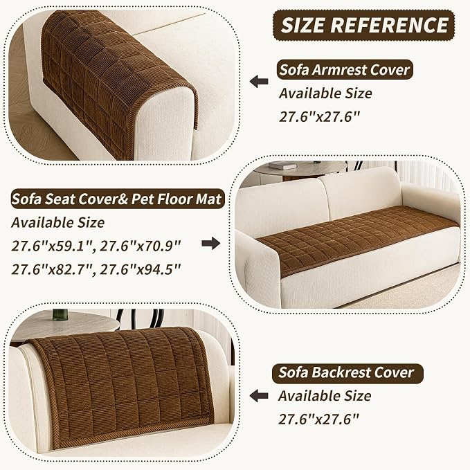 Couch Covers for Dogs Washable, 27.6"x59.1" Non Slip Couch Covers for Loveseat Sofa Pet Friendly, Soft Fuzzy Sofa Covers for Pet, Dog Couch Cover Furniture Protector(1PC,Dark Brown)