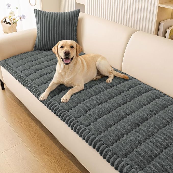 Smiry Couch Cover for Dogs, Non Slip Washable Sofa Protector for Pets, Soft Furniture Cover for Pet, Stylish Sofa Covers, Cozy Protect Against Fur, Dirt & Everyday Messes (Dark Grey, 27.6" x 70.9")