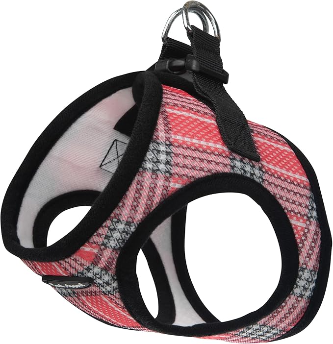 Bark Appeal Coral Red Plaid Step-in Dog Harness for Extra Small Sized Pets – Updated Sizing, Re-Measuring is Essential – Soft Vest Harness – Anti-Choke with Adjustable Strap & Heavy Duty Clip – XS