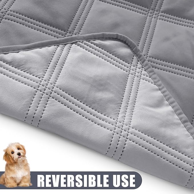 Smiry Waterproof Dog Bed Cover Blanket 30x82, Soft Reversible Pet Blanket, Washable Leakproof Cats Dogs Couch Cover for Sofa, Couch, Furniture, Lattice, Grey/Light Grey