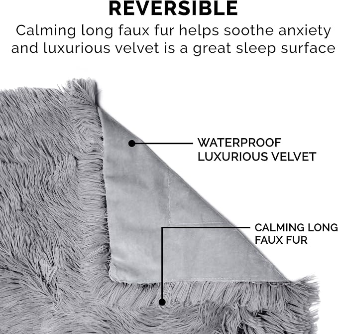 Furhaven Waterproof Throw Blanket for Dogs & Indoor Cats, Washable - Shaggy Plush Calming Long Faux Fur & Velvet Dog Blanket - Gray, XL