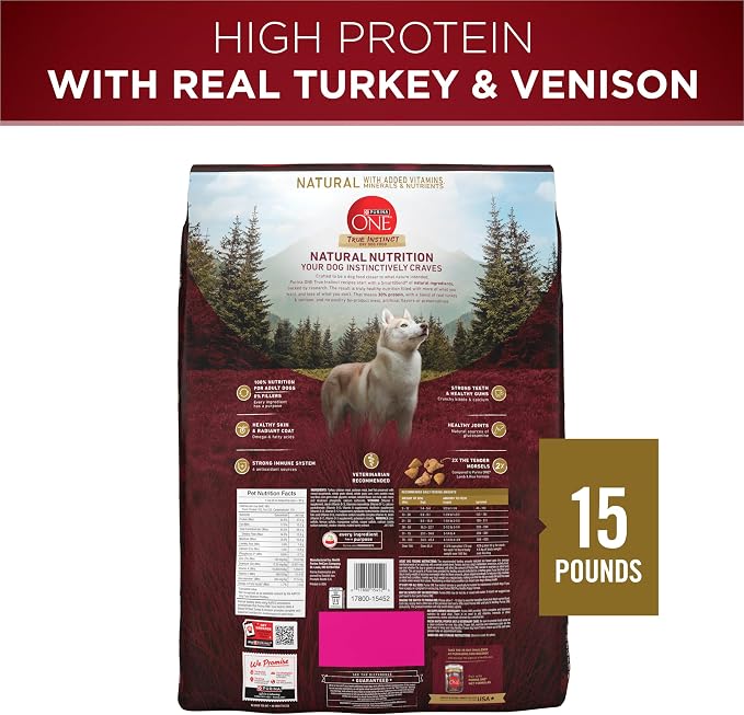 Purina ONE True Instinct With A Blend Of Real Turkey and Venison Dry Dog Food - 15 lb. Bag
