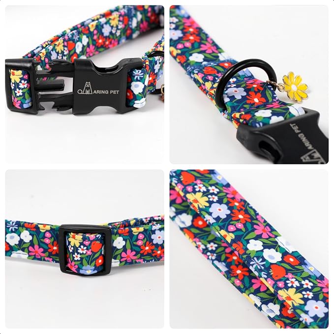 ARING PET Girl Dog Collar, Cute Spring Summer Floral Puppy Pet Collars for Small Medium Large Dogs-S