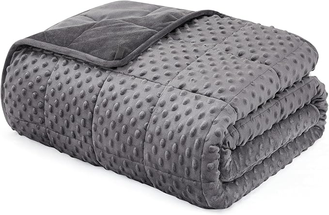L'AGRATY Weighted Blanket - 36"x48" 5lbs Minky Dots Heavy Blanket with Glass Beads Soft Breathable for All-Season Summer Fall Winter Thick Comfort for Sleeping