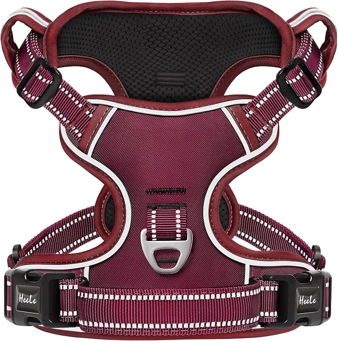 HEELE Dog Harness for Small Dogs No Pull Dog Vest Harness for Small Dog with Soft Padded Handle Reflective for Outdoor Training, Burgundy Red, S