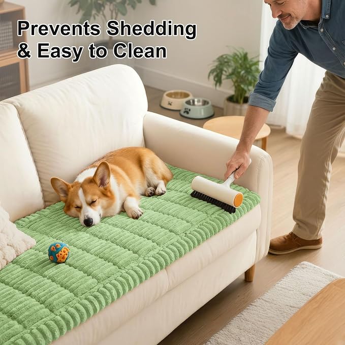 Smiry Couch Cover for Dogs, Non Slip Washable Sofa Protector for Pets, Soft Furniture Cover for Pet, Stylish Sofa Covers, Cozy Protect Against Fur, Dirt & Everyday Messes (Grass Green, 35.4" x 82.7")