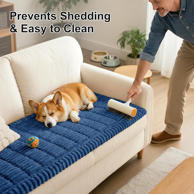 Smiry Couch Cover for Dogs, Non Slip Washable Sofa Protector for Pets, Soft Furniture Cover for Pet, Stylish Sofa Covers, Cozy Protect Against Fur, Dirt & Everyday Messes (Navy Blue, 27.6" x 47")