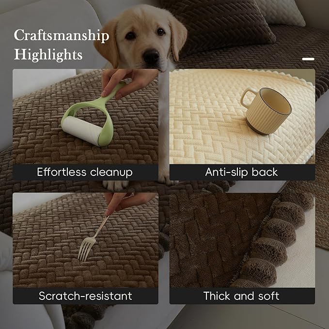 Couch Covers for Dogs, Dog Sofa Covers Washable, Dark Brown Non Slip Pet Couch Protector Blanket for 3 Cushion and Sectional Sofas