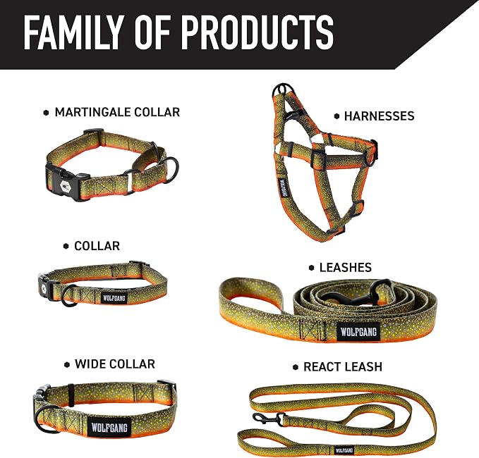 Wolfgang Heavy Duty, Adjustable Dog Collar with Quick Release Nylon Buckle for Walking & Training, BrookTrout Print, Small