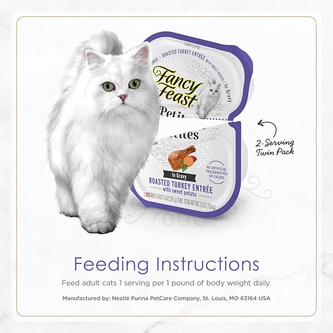 Fancy Feast Purina Petites with Roasted Turkey Entrée with Sweet Potato in Gravy Gourmet Wet Cat Food - 2.8 oz. Tubs,(Pack of 24)