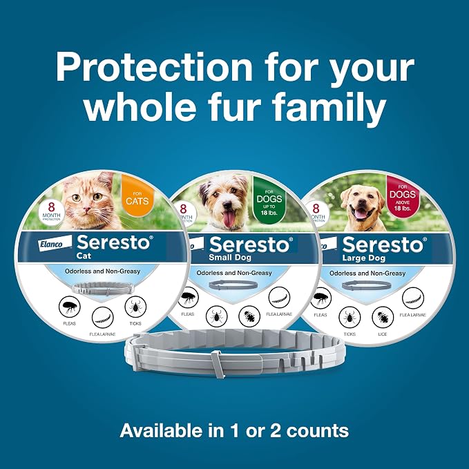 Seresto Large Dog Vet-Recommended Flea & Tick Treatment & Prevention Collar for Dogs Over 18 lbs. | 2-Pack