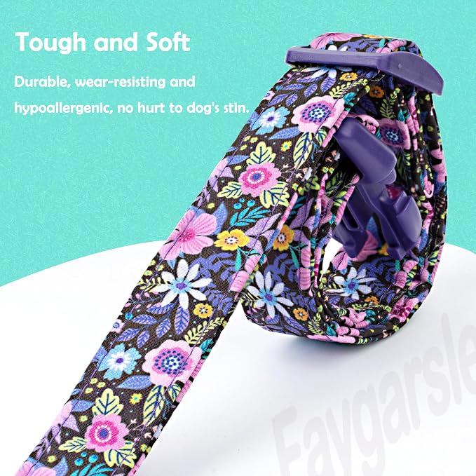Faygarsle Cotton Dog Collar Cute Dog Collars for Small Medium Large Dogs Purple Floral Colored Options Soft and Fancy Pet Collars for Girls Flower Pattern for Girl Dog Collar XS