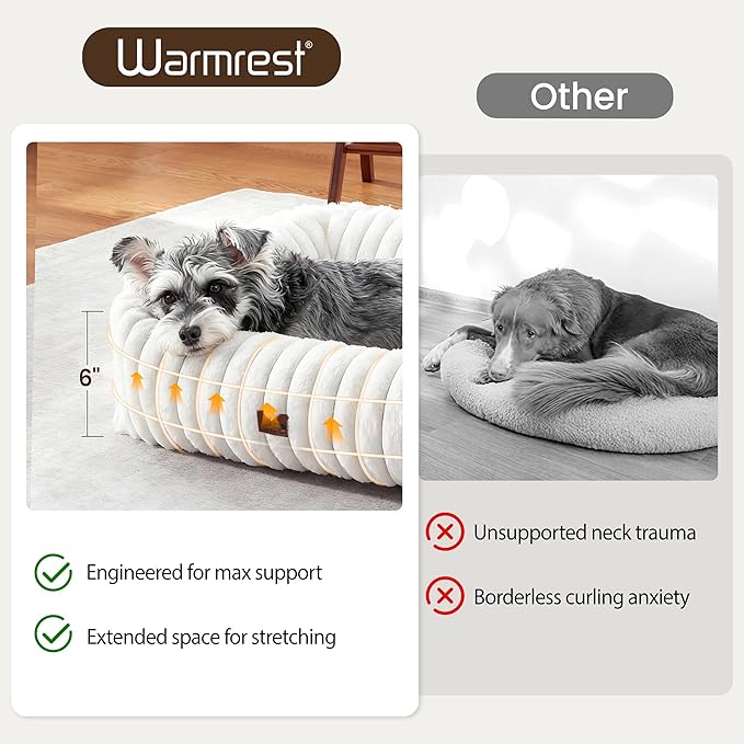 Cute Dog Bed for Small Dogs & Cats,Washable Fluffy Cat Beds for Indoor Cats, Rectangle Orthopedic Memory Foam Puppy Beds with Anti-Slip Bottom, 20 x19 x 7 Inches, Cream(20x19x6inchs)